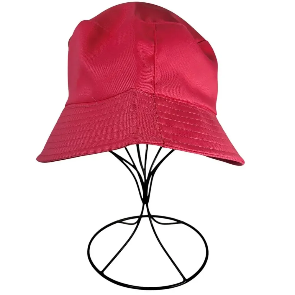 Pink Bucket Hat Adult Novelty Cap Lightweight Solid Color Summer Sun Unlined